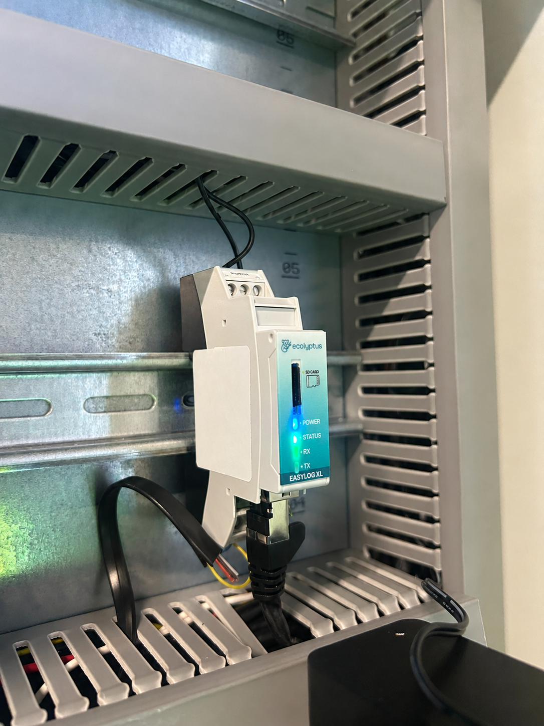 Our very own LyptusGate data logger installed in an electrical cabinet on site